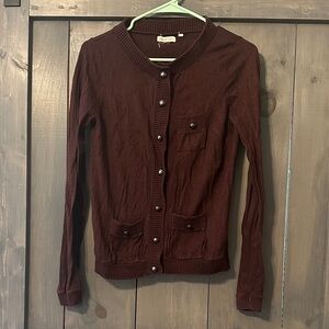 Martin + Osa Burgundy Button-Up Cardigan